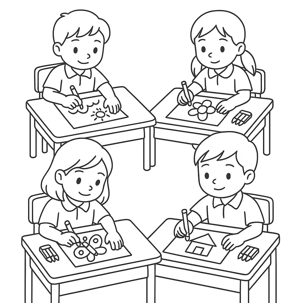 Học sinh vẽ tranh