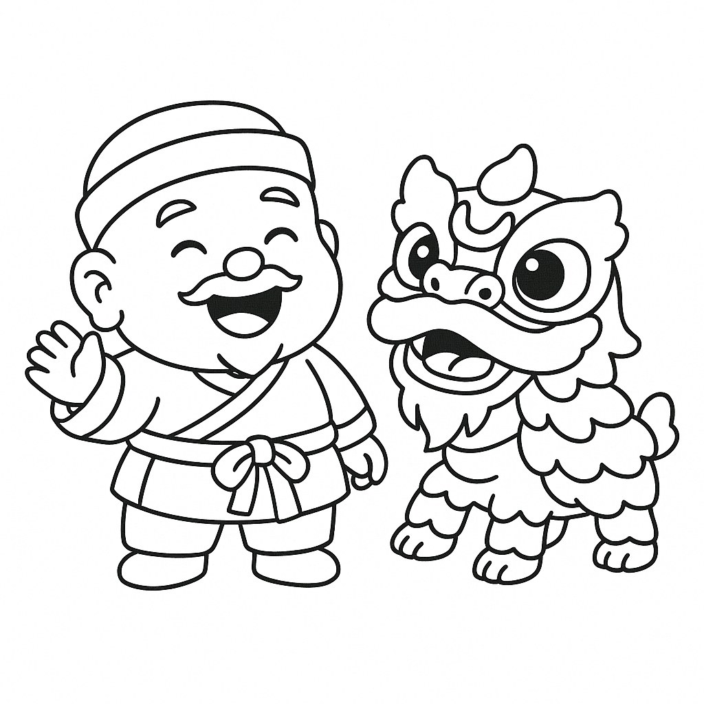 Ông Địa múa lân thiếu nhi