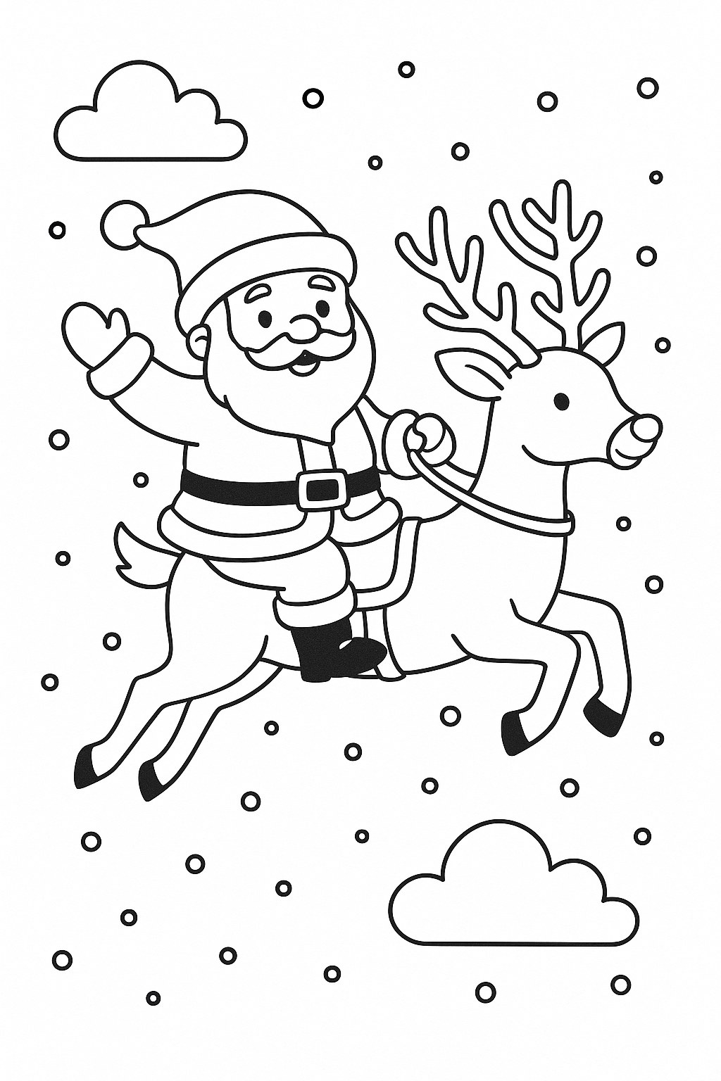 Ông già Noel cổ điển cưỡi tuần lộc