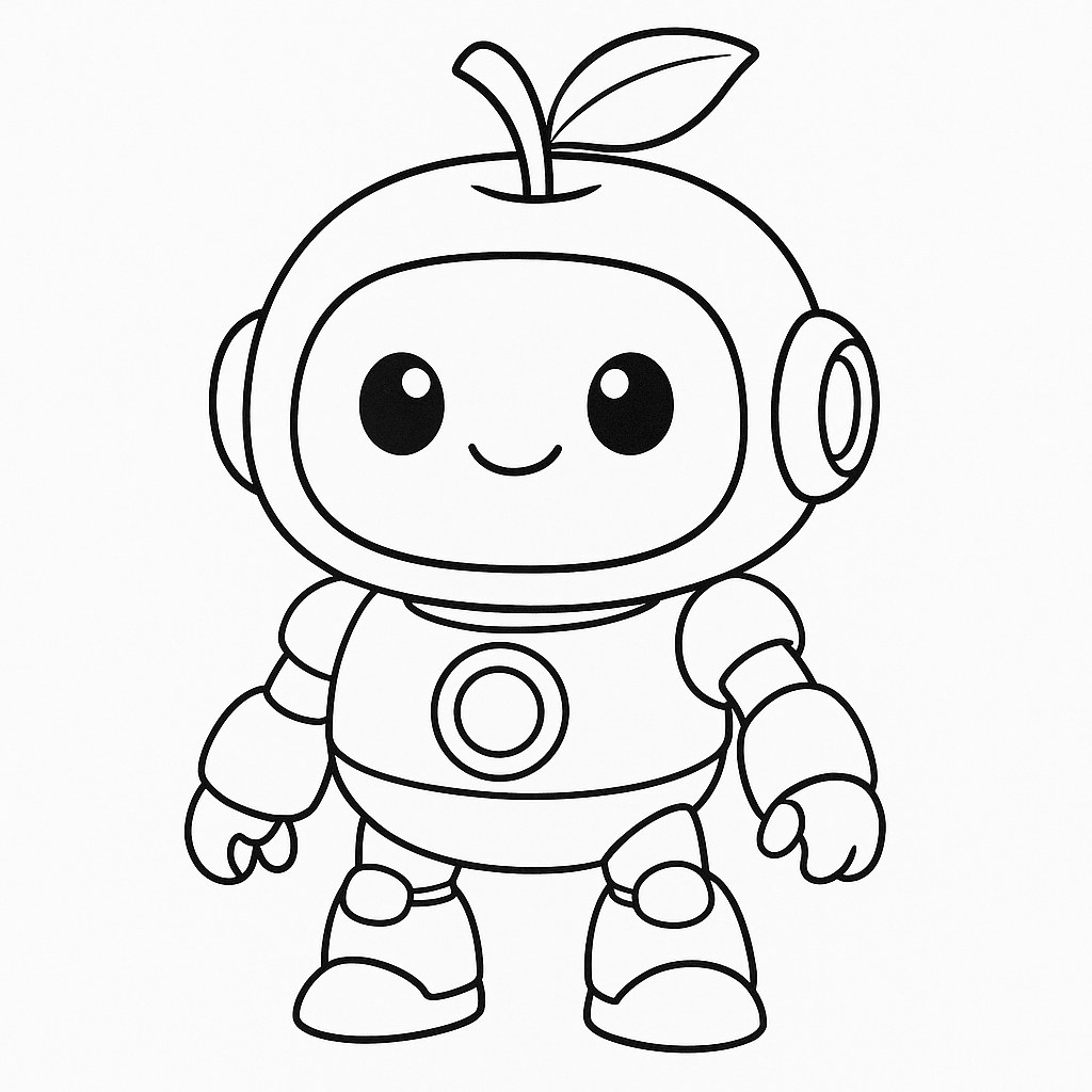 Tranh tô màu robo trái cây cho bé sáng tạo 2025