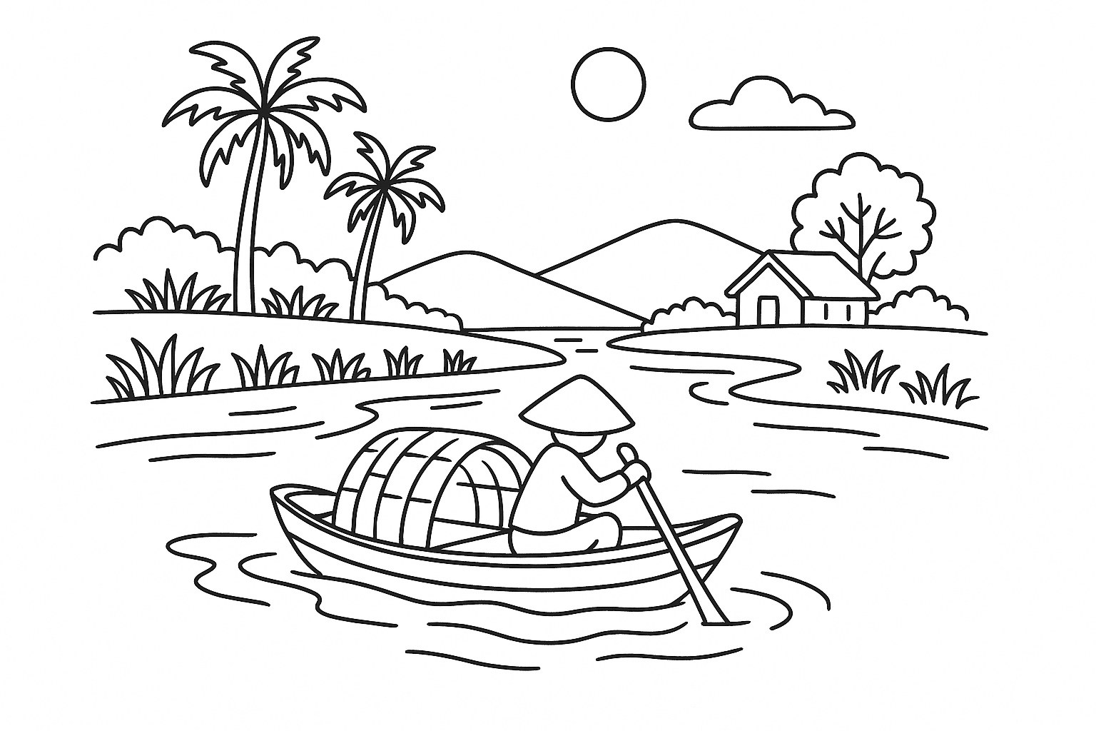 Tranh tô màu tàu thuyền cho bé sáng tạo 2025