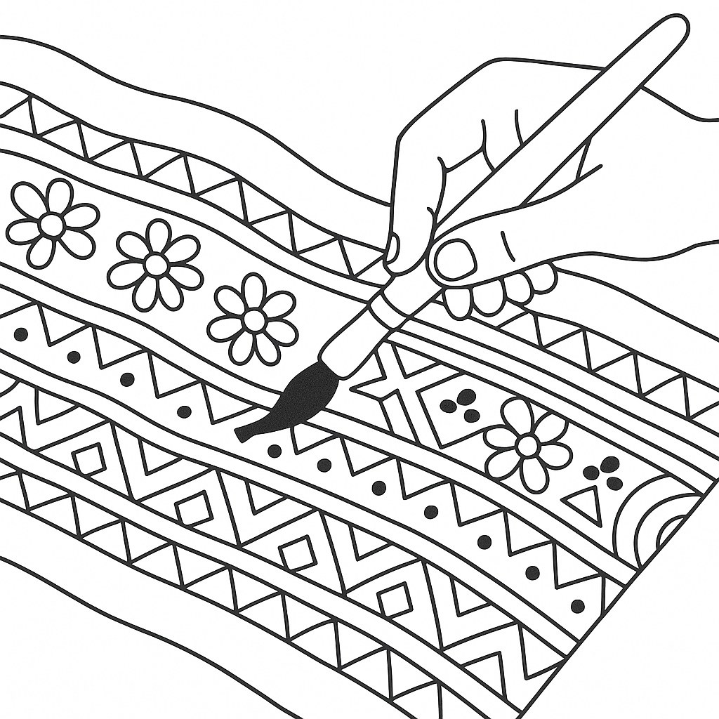 Tô màu vải hoa văn dân tộc