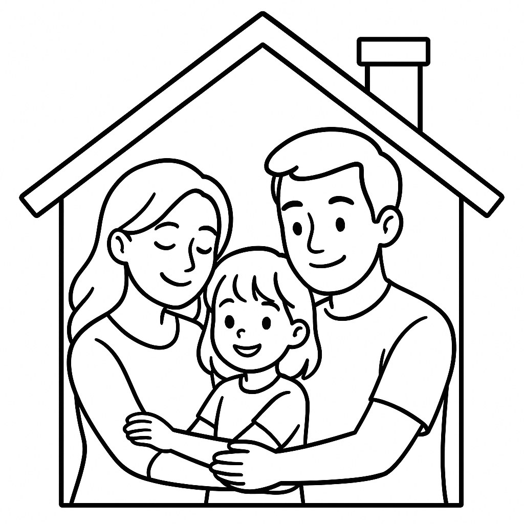 Tranh tô màu gia đình