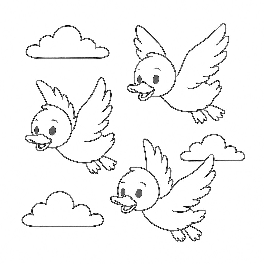 Tranh tô màu 1 3 số con vịt cho bé dễ thương 2025