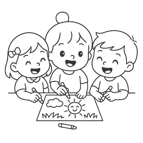 Bé Bún tập tô màu dễ thương cho bé sáng tạo 2025