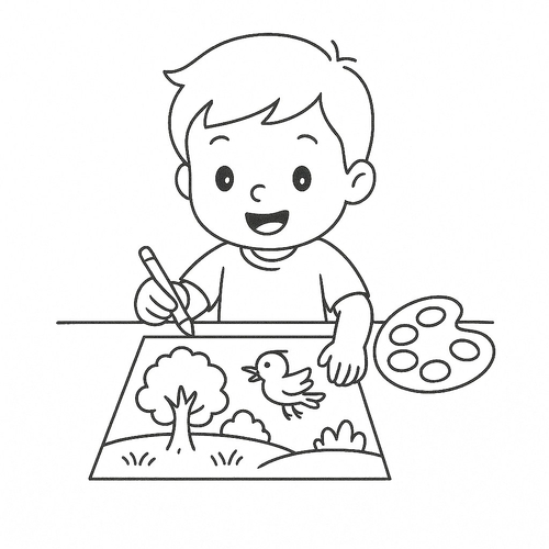 Bé Bún tập tô màu dễ thương cho bé sáng tạo 2025