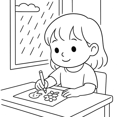 Bé Bún tập tô màu dễ thương cho bé sáng tạo 2025