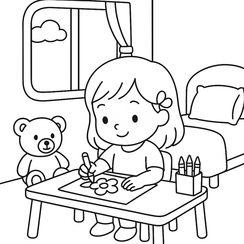 Bé Bún tập tô màu dễ thương cho bé sáng tạo 2025