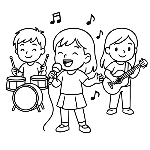 Tranh tô màu bé làm ca sĩ cho bé sáng tạo vui học 2025