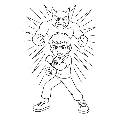 Tranh tô màu Ben Ten cho bé 2025 – Hình Ben10 đẹp dễ tô