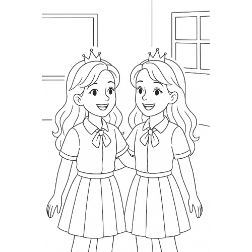 Tranh tô màu công chúa sinh đôi cho bé 2025 đáng yêu