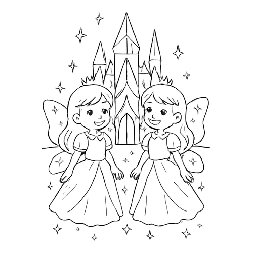Tranh tô màu công chúa sinh đôi cho bé 2025 đáng yêu