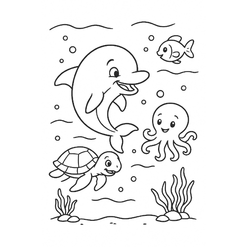 Tranh tô màu động vật dưới nước cho bé sáng tạo 2025