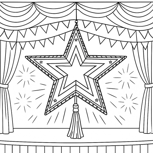 Tranh tô màu chiếc đèn ông sao cho bé sáng tạo 2025