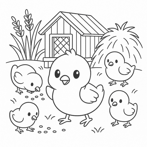 Tranh tô màu đàn gà con cho bé sáng tạo vui học 2025
