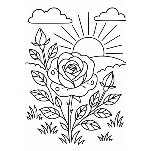 Tranh tô màu vườn hoa hồng cho bé sáng tạo 2025