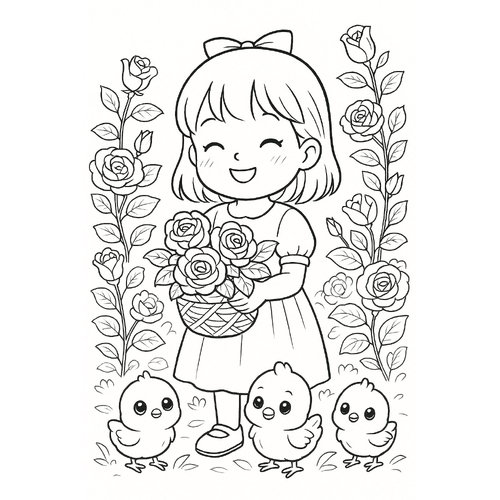 Tranh tô màu vườn hoa hồng cho bé sáng tạo 2025