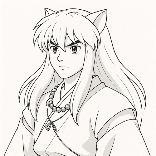 Tranh tô màu Inuyasha cho bé sáng tạo 2025
