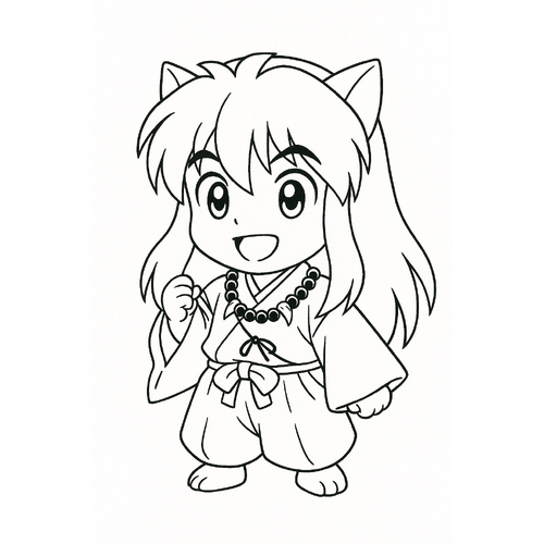 Tranh tô màu Inuyasha cho bé sáng tạo 2025