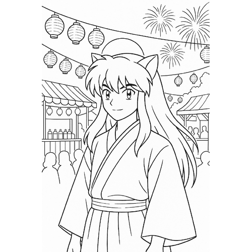 Tranh tô màu Inuyasha cho bé sáng tạo 2025