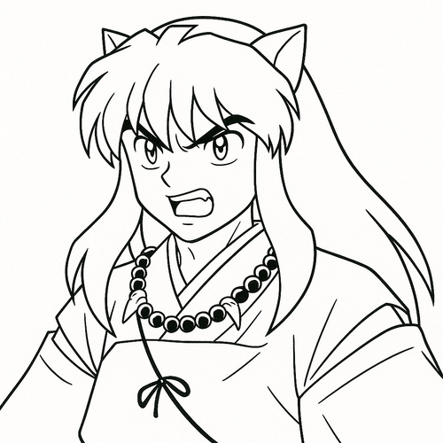 Tranh tô màu Inuyasha cho bé sáng tạo 2025