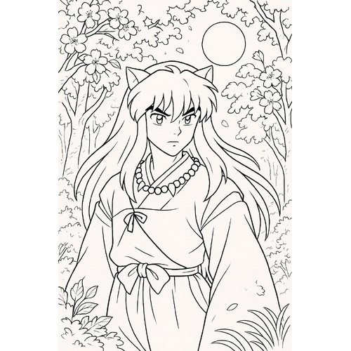 Tranh tô màu Inuyasha cho bé sáng tạo 2025