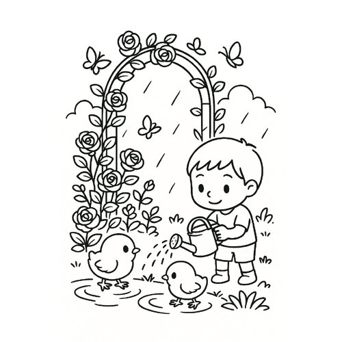 Tranh tô màu vườn hoa hồng cho bé sáng tạo 2025