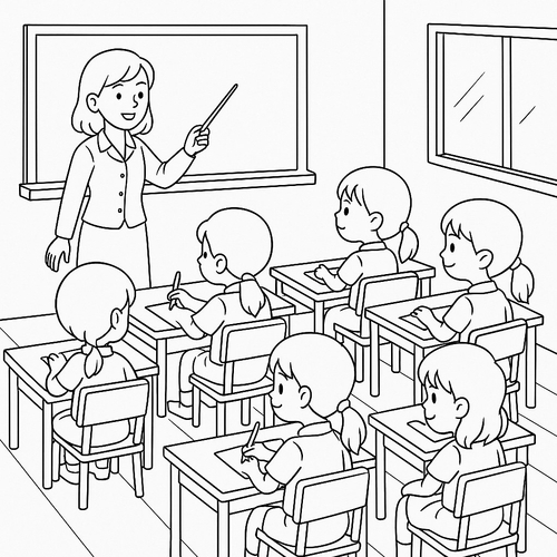 Tranh tô màu trường em cho bé sáng tạo 2025