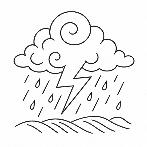 Tranh tô màu mây mưa cho bé sáng tạo 2025