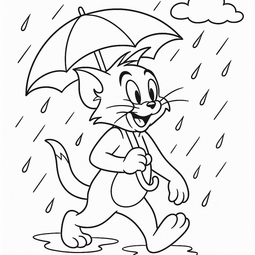 Tranh tô màu mèo Tom cho bé vui học sáng tạo 2025