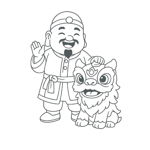 Tô màu Ông Địa múa lân cho bé đẹp nhất 2025