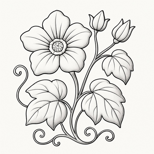 Tranh tô màu hoa mướp cho bé sáng tạo 2025