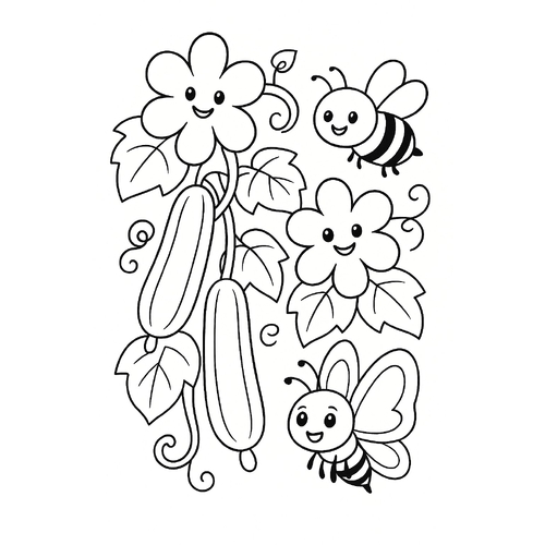 Tranh tô màu hoa mướp cho bé sáng tạo 2025