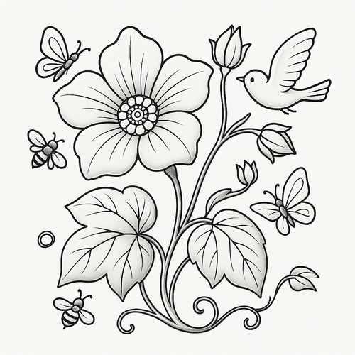 Tranh tô màu hoa mướp cho bé sáng tạo 2025