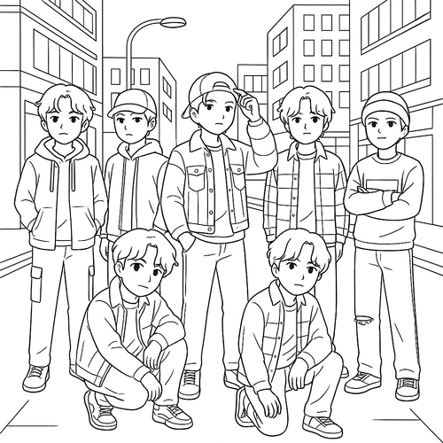 In hình BTS tô màu cho bé đẹp nhất 2025