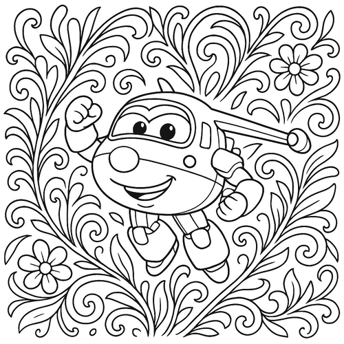 Tranh tô màu Super Wings cho bé sáng tạo 2025