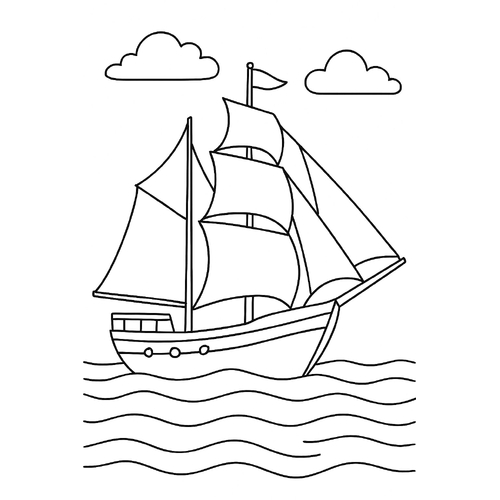 Tranh tô màu tàu thuyền cho bé sáng tạo 2025