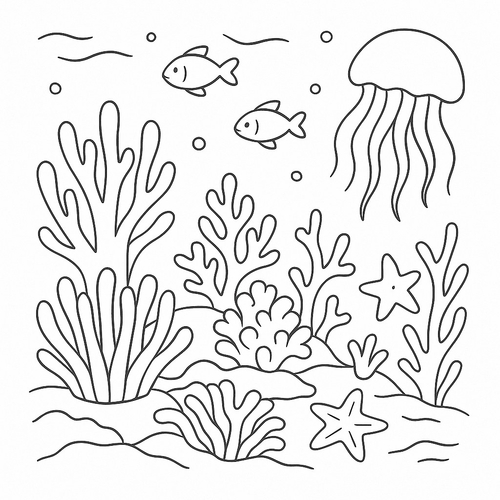 Tranh tô màu động vật dưới nước cho bé sáng tạo 2025