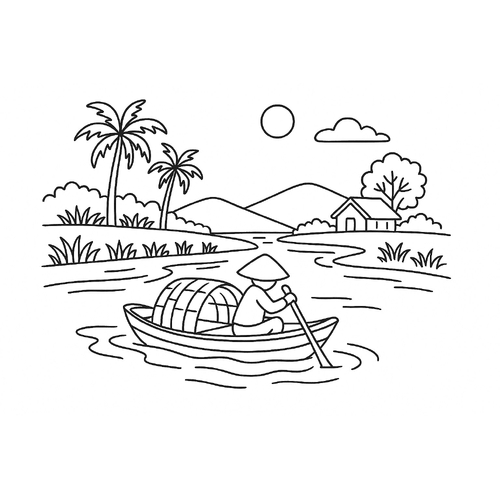 Tranh tô màu tàu thuyền cho bé sáng tạo 2025