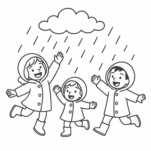 Tranh tô màu mây mưa cho bé sáng tạo 2025