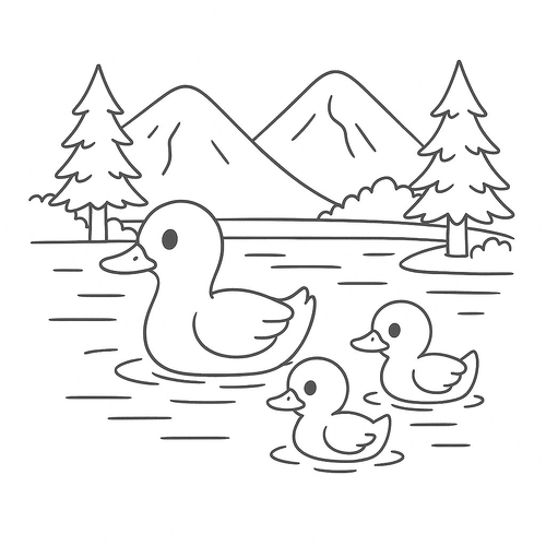 Tranh tô màu 1 3 số con vịt cho bé dễ thương 2025