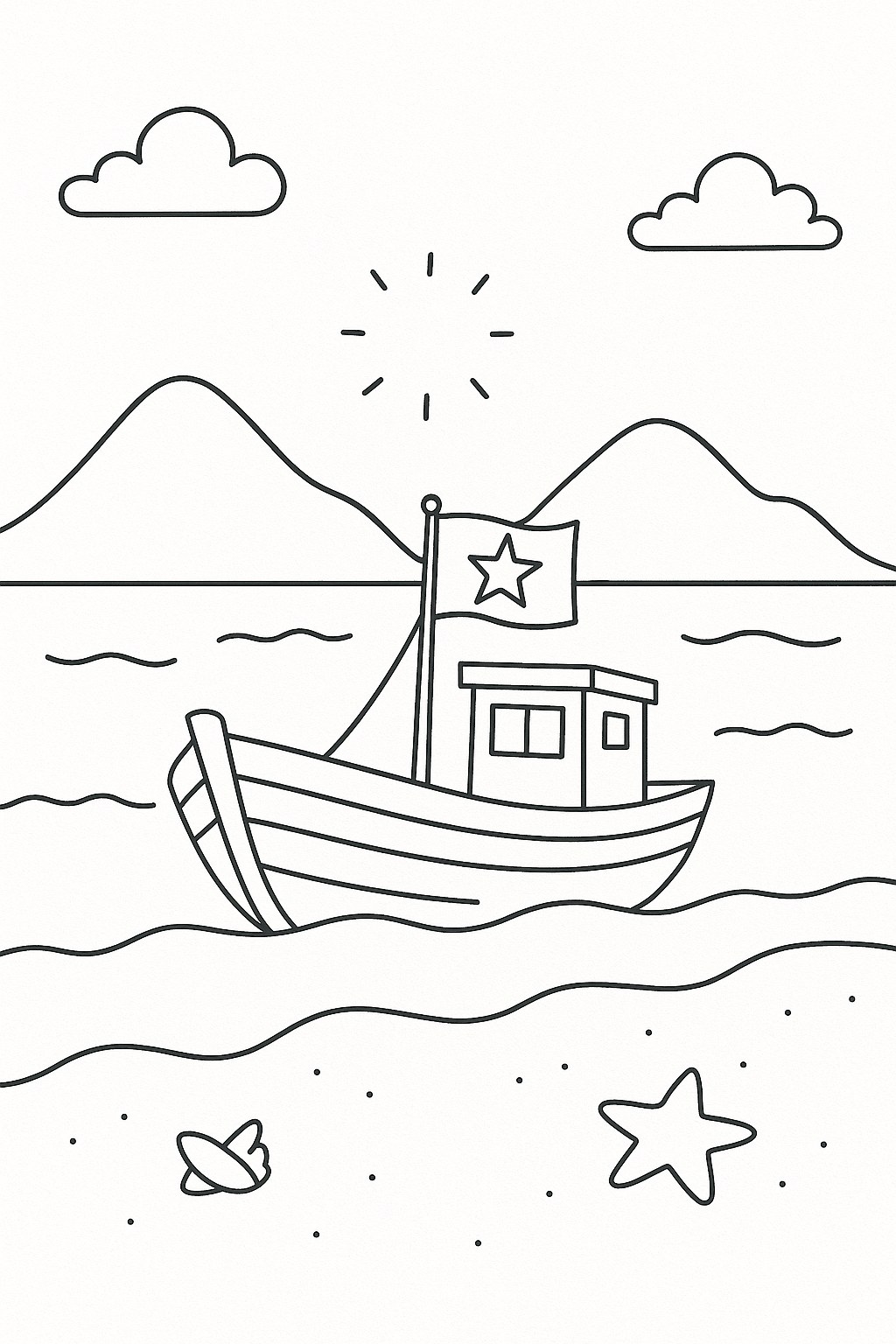 Tranh tô màu biển đảo cho bé 2025 tải miễn phí