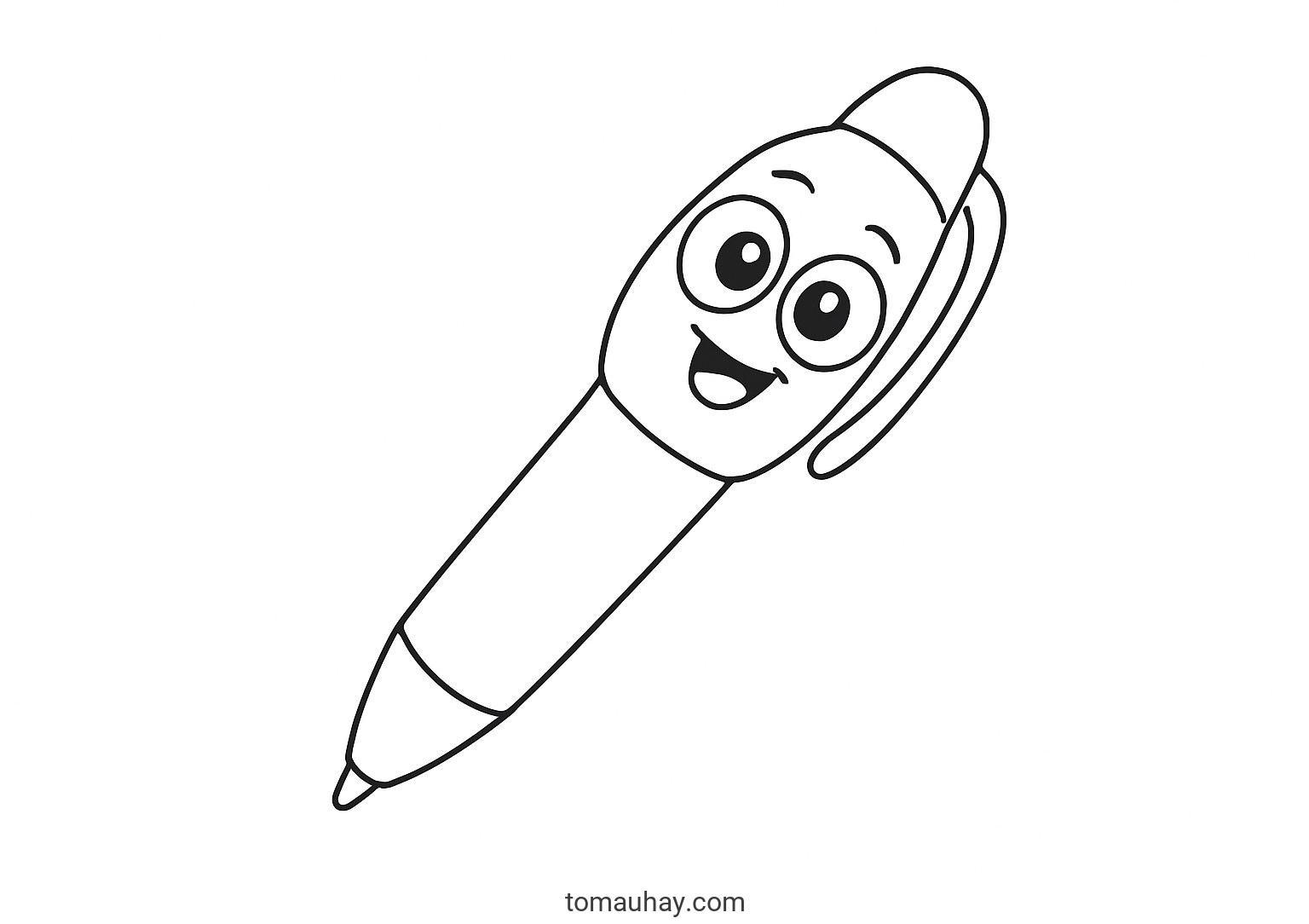 Tranh tô màu cái bút cho bé dễ thương nhất 2026 - Bút hoạt hình dễ thương