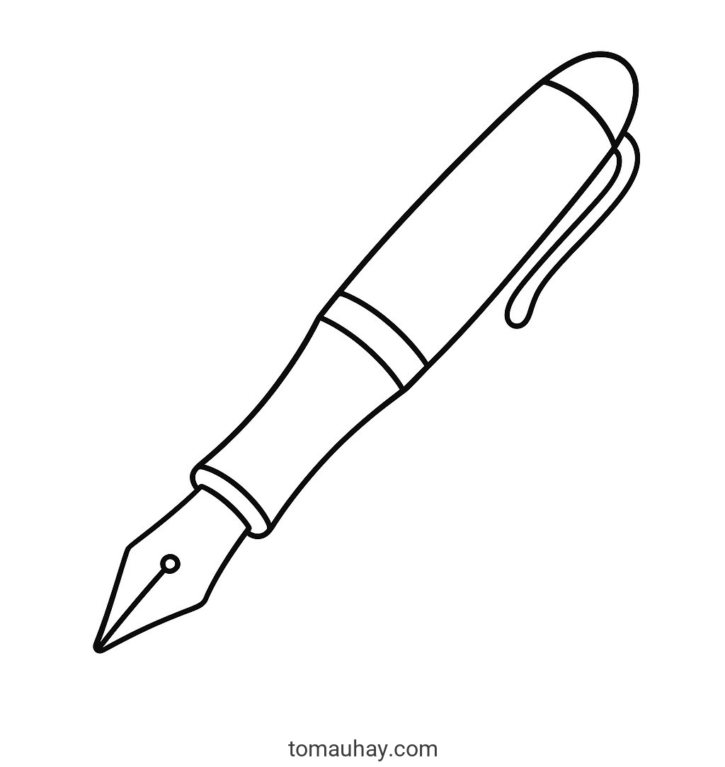 Tranh tô màu cái bút cho bé dễ thương nhất 2026 - Bút máy cổ điển