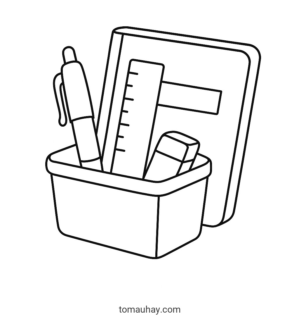Tranh tô màu cái bút cho bé dễ thương nhất 2026 - Bút trong hộp học tập