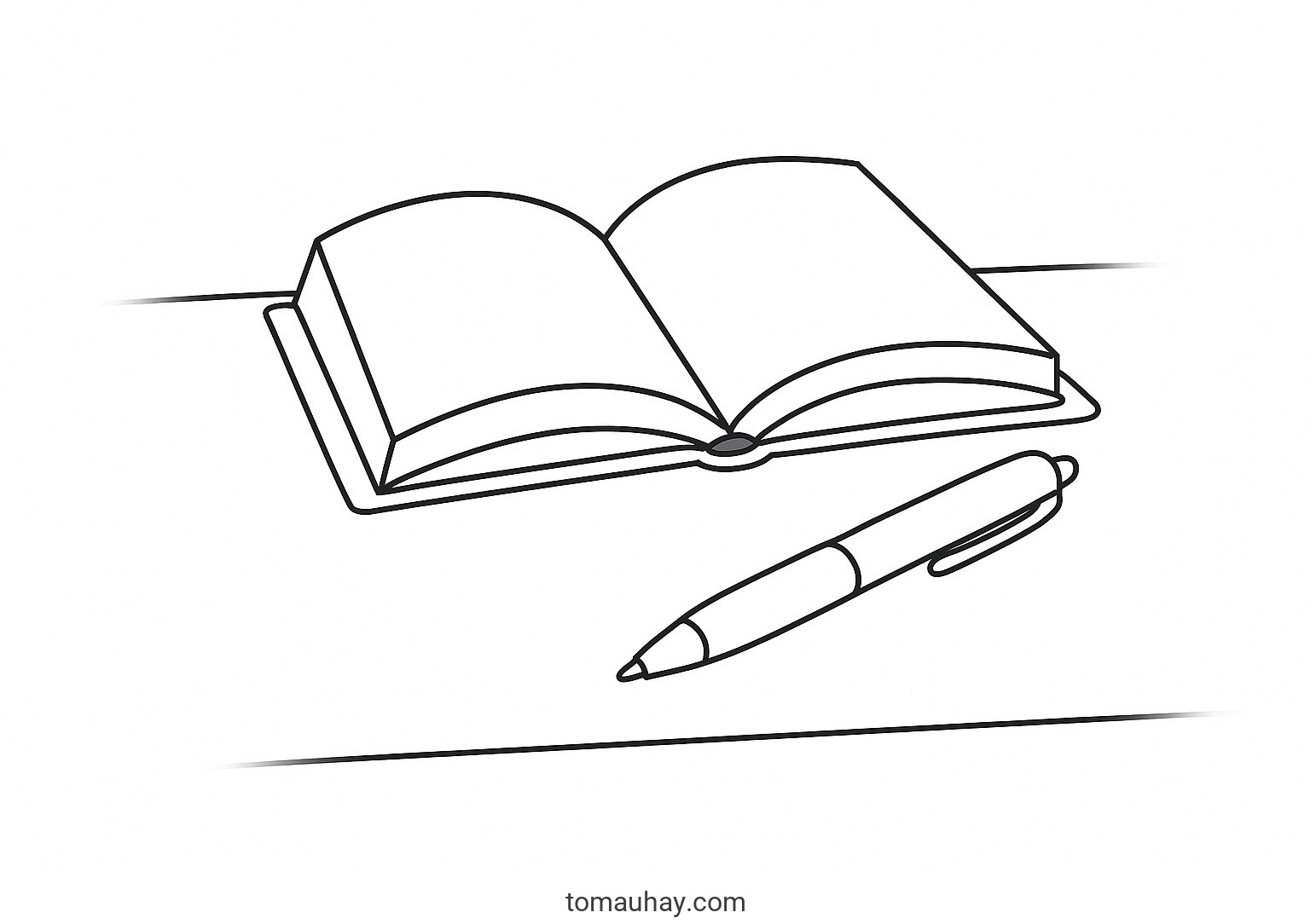 Tranh tô màu cái bút cho bé dễ thương nhất 2026 - Bút và bàn học