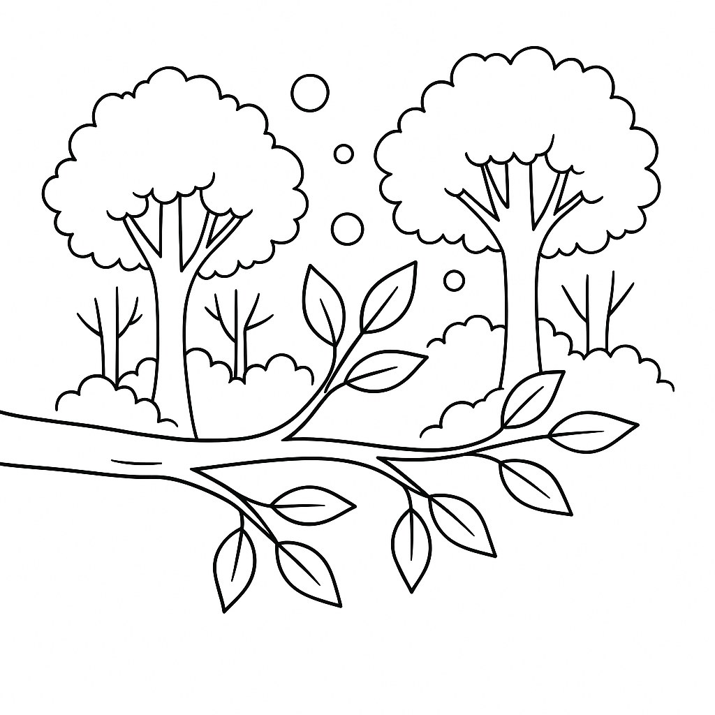 Tranh tô màu cành cây cho bé đẹp và dễ tô 2025