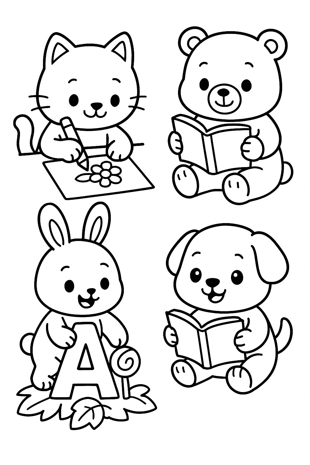 Hình thú cho bé tập tô màu dễ thương 2025 –