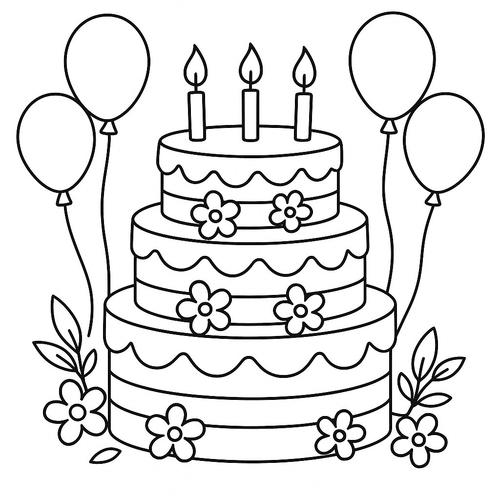 Tranh tô màu chúc mừng sinh nhật cho bé 2025 tải miễn phí