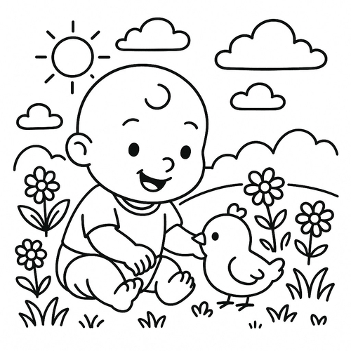 Bé Bún tô màu con gà dễ thương cho bé sáng tạo 2025